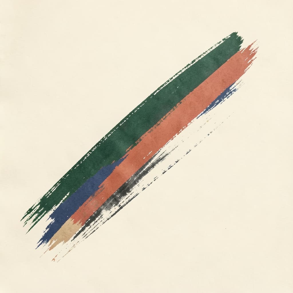 Three painted strokes moving forward together